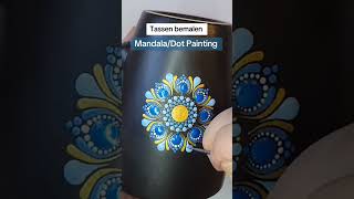 Dot Painting auf Tasse, gemalt mit Porzellanfarben