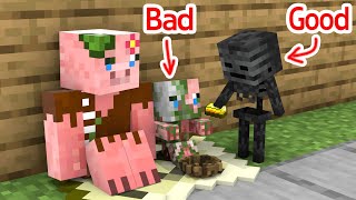 Monster School : Bad Baby Zombie Pigman and Good Baby Wither Skeleton - Minecraft Animation