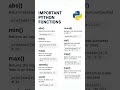 Top 10 Most Important Python Functions You Must Know! 🚀 | Python Tutorial for Beginners