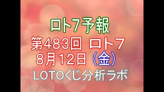 【宝くじ】ロト7予報。第483回8月12日（金）