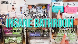 INSANE ✨BATHROOM CLEAN \u0026 ORGANIZE! CLEANING + ORGANIZING MOTIVATION 2023 | CLEAN WITH ME😍