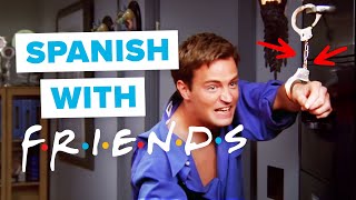 Chandler Gets Handcuffed By Rachel's Boss - Learn Spanish with TV Shows: Friends