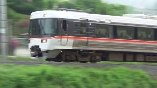 田んぼで道草(^^;)…早朝の篠ノ井線聖高原駅〜坂北駅【383系】特急ワイドビューしなの／週末の塩尻駅…特急ワイドビューしなの14号が到着して間もなく、4番線に停車中の普通列車が発車します(^^;)