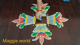 Mahashivratri special rangoli 🌺 5*3*3 dots 🌺 festival rangoli design 🌺@maggieworld6779