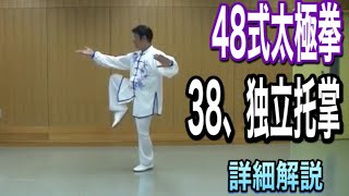 ４８式太極拳　３８、独立托掌【ドゥリトゥォジァン】詳細解説（日本語字幕付き）