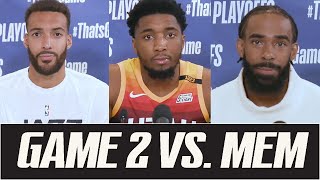 Donovan Mitchell, Mike Conley & Rudy Gobert talk after Game 2 win