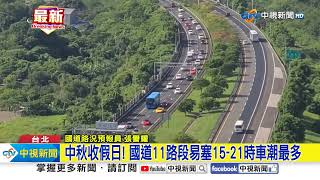 中秋收假日! 國道11路段易塞15-21時車潮最多│中視新聞 20231001