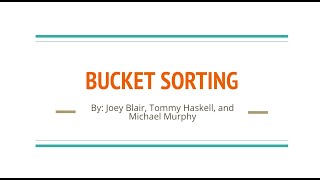 Sorting Algorithm Explanations: Bucket Sorting