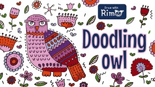 Doodling Owl \u0026 flowers - Fun Doodle - Owl art - Ornaments and patterns easy doodles