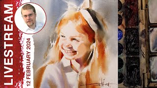 Monday Livestream 38: Redhead (Watercolor Portrait Demo)