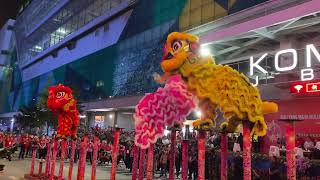 Nam Wah 马来西亚柔佛州江加蒲莱南华武术龙狮团 triple lion dance on high stilts at Chingay 2023 on 11 February 2023