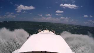 60 foot Boat, head on against 2+meter waves at the cruising speed of 20 knots