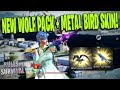 USING NEW WOLF PACK and METAL BIRD SKIN! Rules Of Survival New Update!