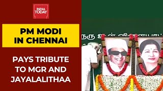 PM Modi Pays Tribute To MGR And Jayalalithaa In Chennai