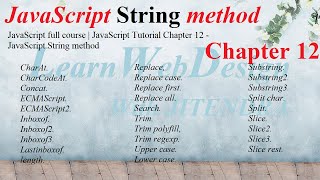 JavaScript full course | JavaScript Tutorial Chapter 12 - JavaScript String method