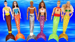DIY Making Sparkle Mermaid Costumes for Barbie Dolls