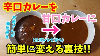 【裏ワザ】辛口カレーを簡単にコクのある甘口カレーに変えちゃう！！お母さん必見です！！