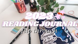2023 reading journal flip through 🧸🎀 | bullet journal spreads to track reading, goals, challenges