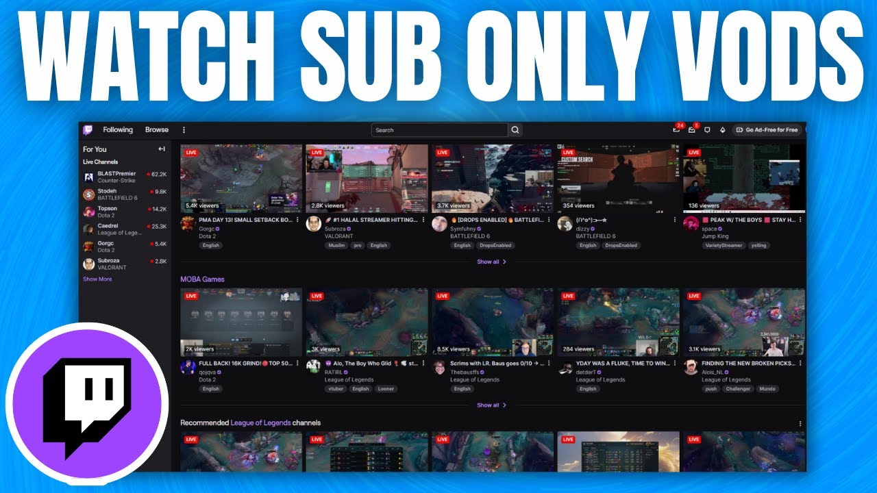 How To Watch Sub Only Vods On Twitch Youtube