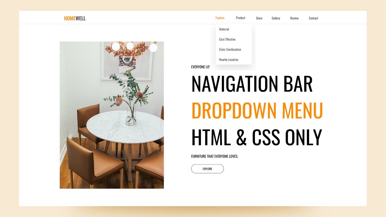 Navigation Bar With Submenu Dropdown In Hover Using HTML And CSS Only ...