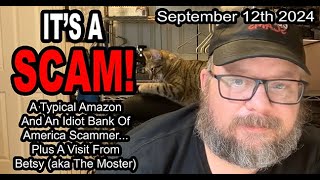IT'S A SCAM! AMAZON SCAM! A Typical Amazon and An Idiot Bank of America Scammer... Plus Betsy!