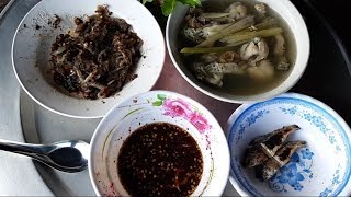 ต้มกบใหญ่จ้ำแจ่ว ก้อยกุ้งกินข้าวเช้า | ຕົ້ມກົບຊົດນ້ຳ ກ້ອຍກຸ້ງກິນເຂົ້າເຊົ້າ.