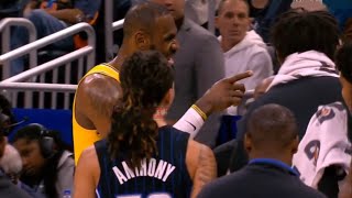 LeBron James gets heated with Orlando Magic bench during timeout...