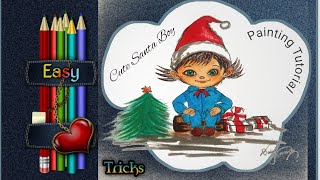 Cute Santa Boy Drawing tutorial// Marry Christmas Special painting