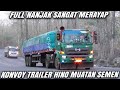 Semakin Sore Semakin Ramai Truk Berat, Trailer Hino Muatan Semen Disalip Banyak Truk Saat Nanjak