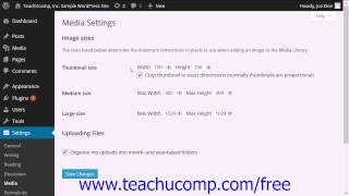 WordPress 4.0 Training Tutorial Media Settings