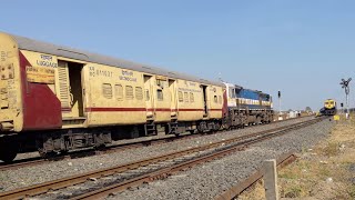 07607 Purna - Tirupati Express | WDP4D Acceleration \u0026 Crossing with WDG4D Locomotive | Train Videos