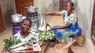 COOKING DELICIOUS OIL~LESS OKRA SOUP RECIPE !! DINNER TIME -  AFRICAN - NIGERIAN LOCAL FOOD...