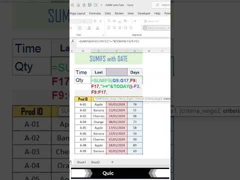 Use the SUMIFS function with dates in Excel: #shorts #trending #exceltips #sumfunction #dynamic