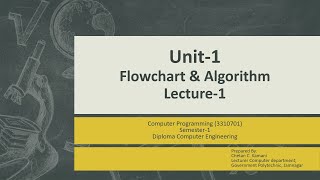 Lecture-1-Flowchart and Algorithm-Unit-1|BCP|GTU|Basic Computer Programming|4310702