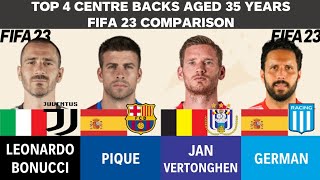 Top 4 Centre Backs aged 35-Leonardo Bonucci vs Pique vs Jan Vertonghen vs German (FIFA23 Comparison)