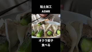 オクラ餃子を食べる #粘土加工 #asmr #asmreating #asmrfood #モッパン #咀嚼音 #eatingsounds #オクラ餃子