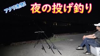 アタリも連発　そして大物HIT!　夏夜の投げ釣り！