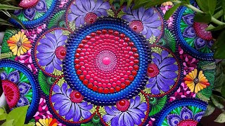 Wild Blossoms - Dot Painting Mandala Art #32 | #needlesandcolours #dotart #mandala