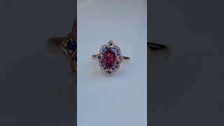 Pink Tourmaline Ring, Brett Kosnar cut gem, 14 kt rose gold, hauyne