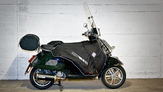 Vespa GTS accessories for winter - Tucano Urbano Pro leg cover and windshield