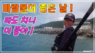 낚시) 바람불고 파도 치니 역시 나오는구나~~ (fishing)