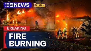 Huge flames burned through two businesses in Brisbane | 9 News Australia