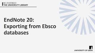 EndNote 20: Exporting from Ebsco databases
