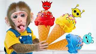 KiKi Monkey make Yummy Colorful Ice Cream in Truck with Incredibox Sprunki Song | KUDO ANIMAL KIKI