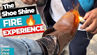 ПОЛЬСКИЕ коричневые туфли с ОГОНЕМ 👞 АСМР Чистка обуви ТЕХНИКА ОГНЯ #asmr #shoeshine