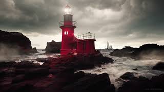 🐚🐙 Seaside Lighthouse | Ocean Waves & Seagulls | Foghorn | Relaxation, Sleep or Study | 10 Hours ✨