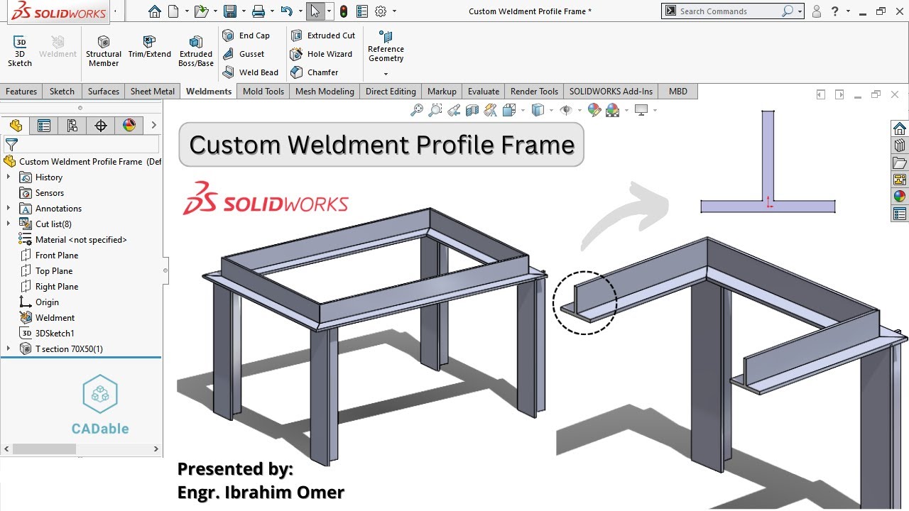 Custom Weldment Profile Frame | Create Custom Weldment Profile ...