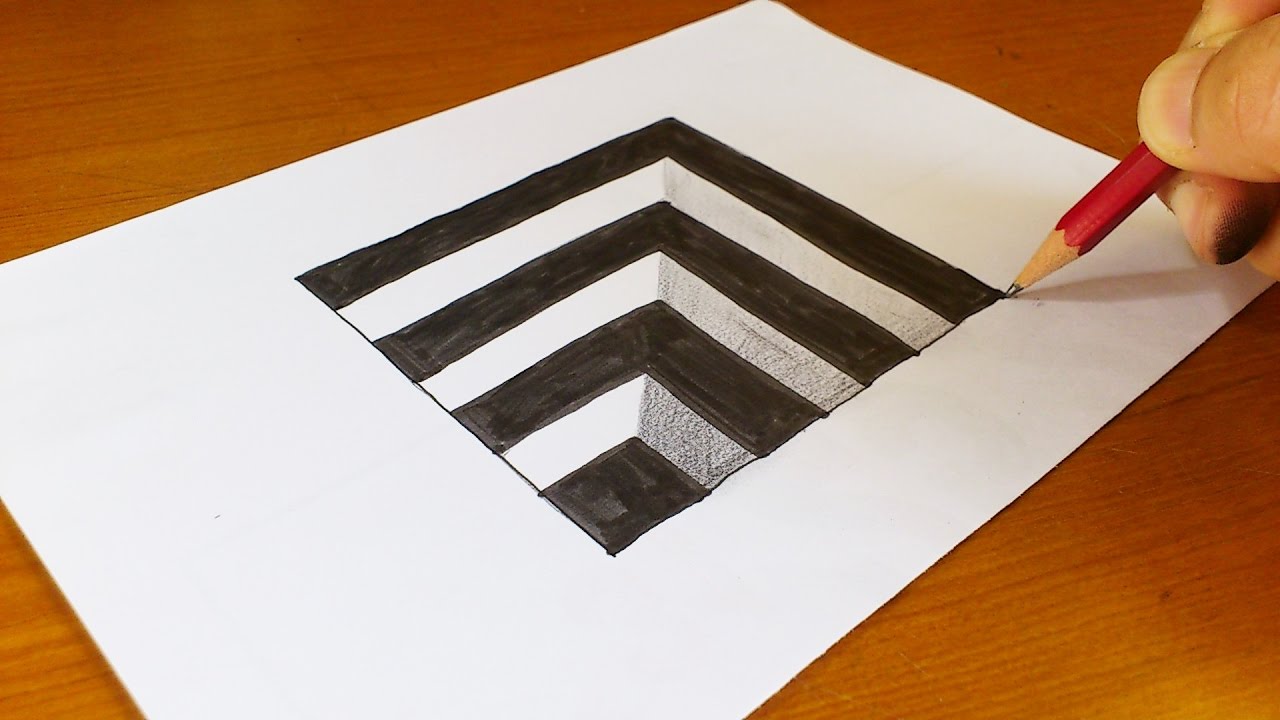 Very Easy!! How To Draw 3D Hole - Anamorphic Illusion - 3D Trick Art On ...