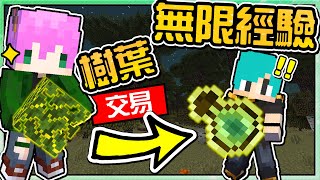 【Minecraft】禾卯－三傻亂世#6－不用打怪了...只要【挖樹葉】就可以獲得【無限經驗✨】Ft.冬瓜、冠冠【我的世界】