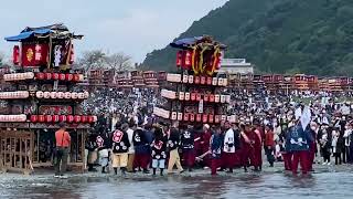 西条まつり  伊曾乃神社祭礼❤️川入り前　加茂川岸に集まるだんじり　2022年10月